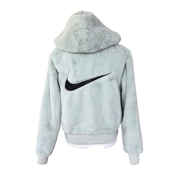 Nike Jackets & Blazers - Nike Sportswear Women's Faux Fur Full-Zip Hoodie Sage Green DD5116-013 XS